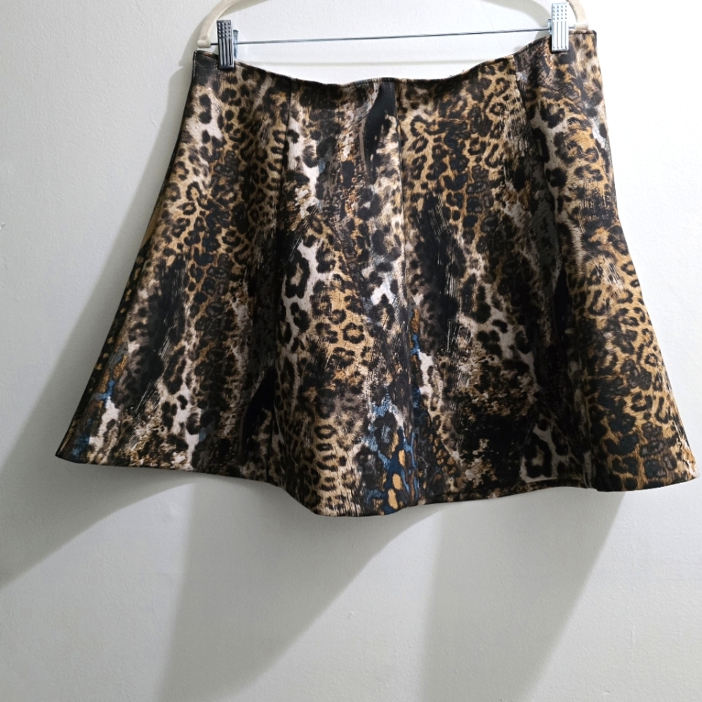 Abstract Leopard Print Mini Skater Skirt size XL - Picture 5 of 12